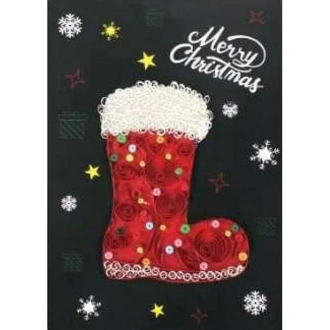 Christmas Sock DIY Making Kit. Paper Quilling Christmas Set F07M3-6-Largestocking