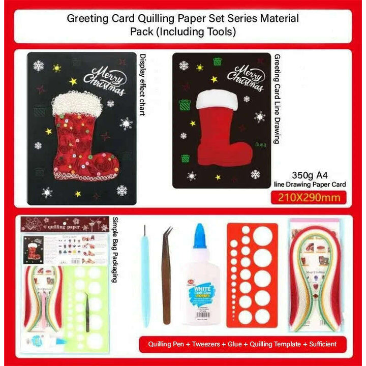 Christmas Sock DIY Making Kit. Paper Quilling Christmas Set F07M3-6-Largestocking