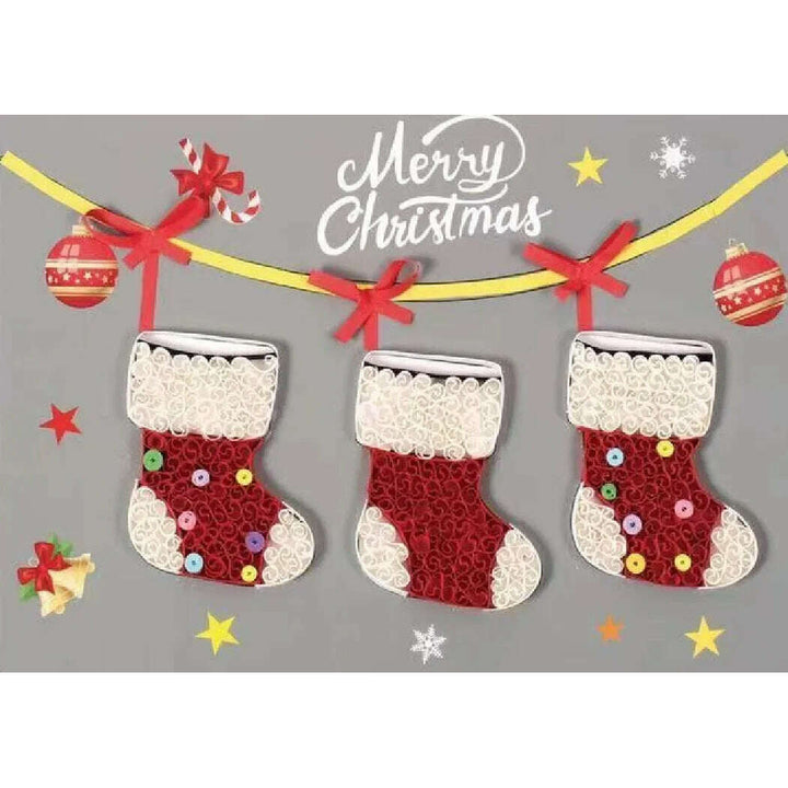 Christmas Stockings DIY Making Kit. Paper Quilling Set F07M3-6-Stocking