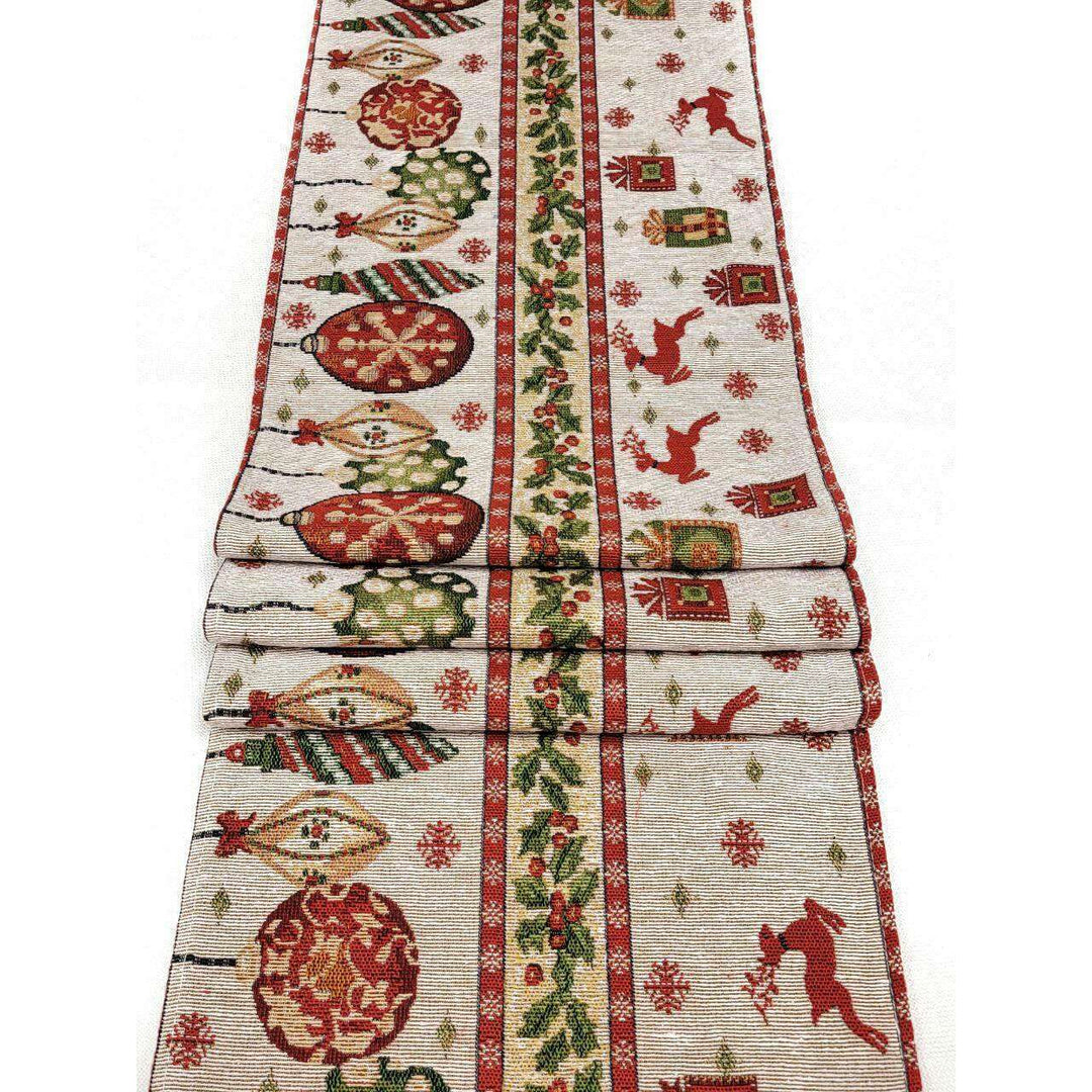 Christmas Table Runner with Holiday Icons F07M5-8A