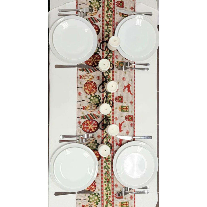 Christmas Table Runner with Holiday Icons F07M5-8A