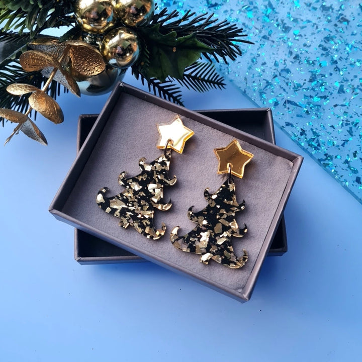 Christmas Tree Dangle Earrings by Cherryloco Jewellery 2