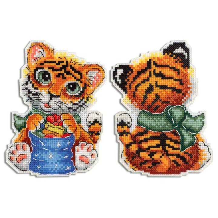 Christmas Tree Ornament. Baby Tiger P-588 Plastic Canvas Counted Cross Stitch Kit