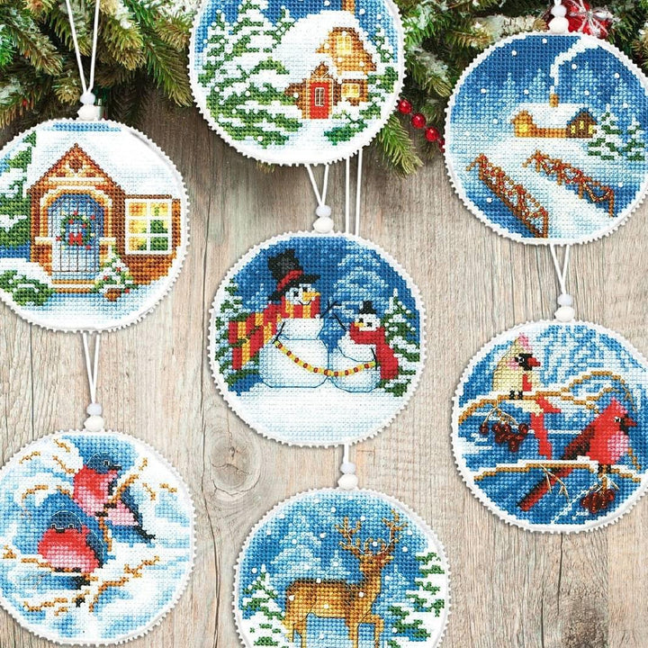 Christmas tree toy. Plastic Canvas Cross-stitch kit T-21C  "Winter evening"