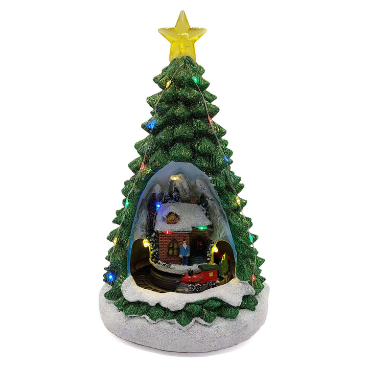 Christmas Tree with Winter Cottage and Train. Christmas Village Wizardi F07-N1-14-2309