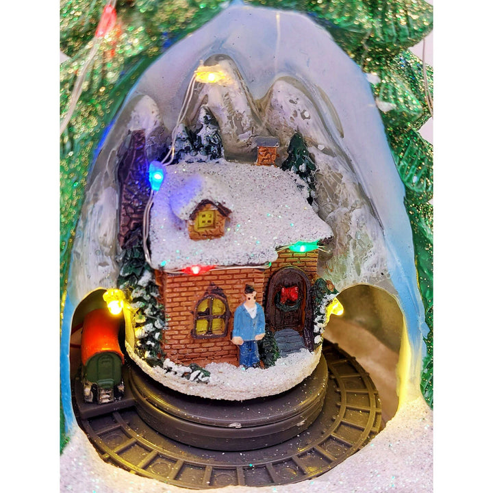 Christmas Tree with Winter Cottage and Train. Christmas Village Wizardi F07-N1-14-2309