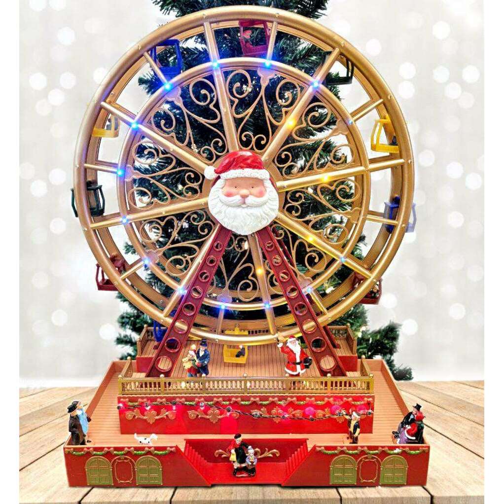 Christmas Wheel with Santa. Animated Holiday Decoration. Christmas Village F07M4-6-W222