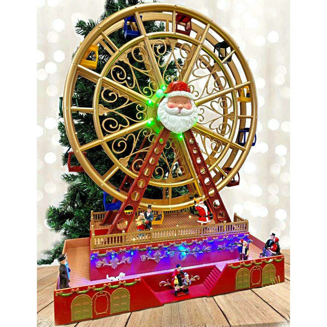 Christmas Wheel with Santa. Animated Holiday Decoration. Christmas Village F07M4-6-W222