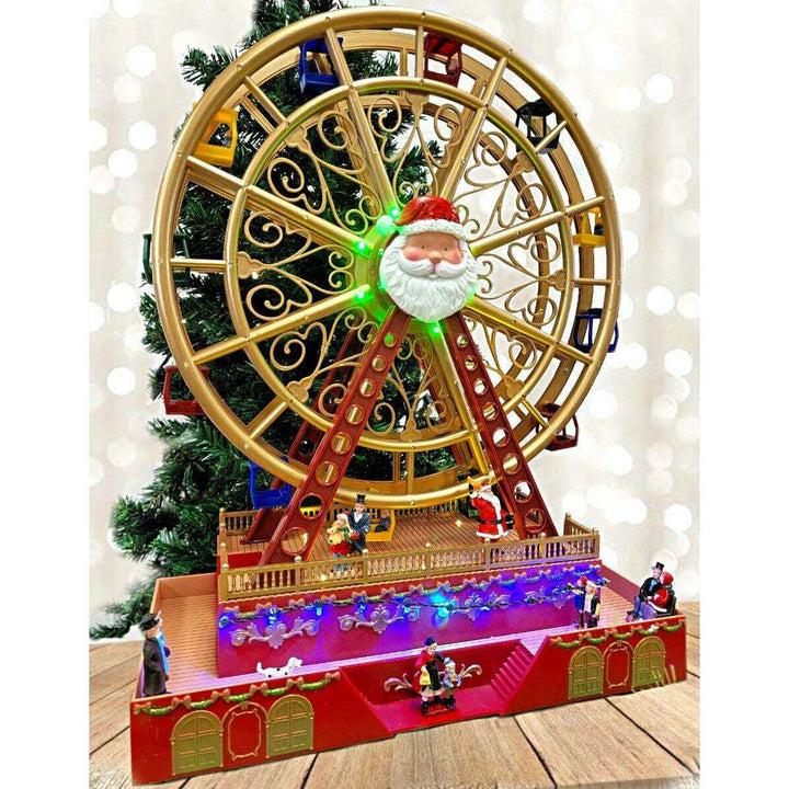 Christmas Wheel with Santa. Animated Holiday Decoration. Christmas Village F07M4-6-W222
