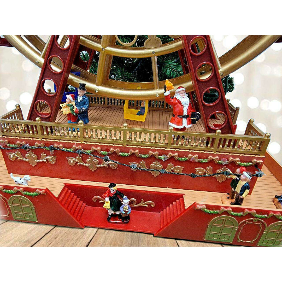 Christmas Wheel with Santa. Animated Holiday Decoration. Christmas Village F07M4-6-W222
