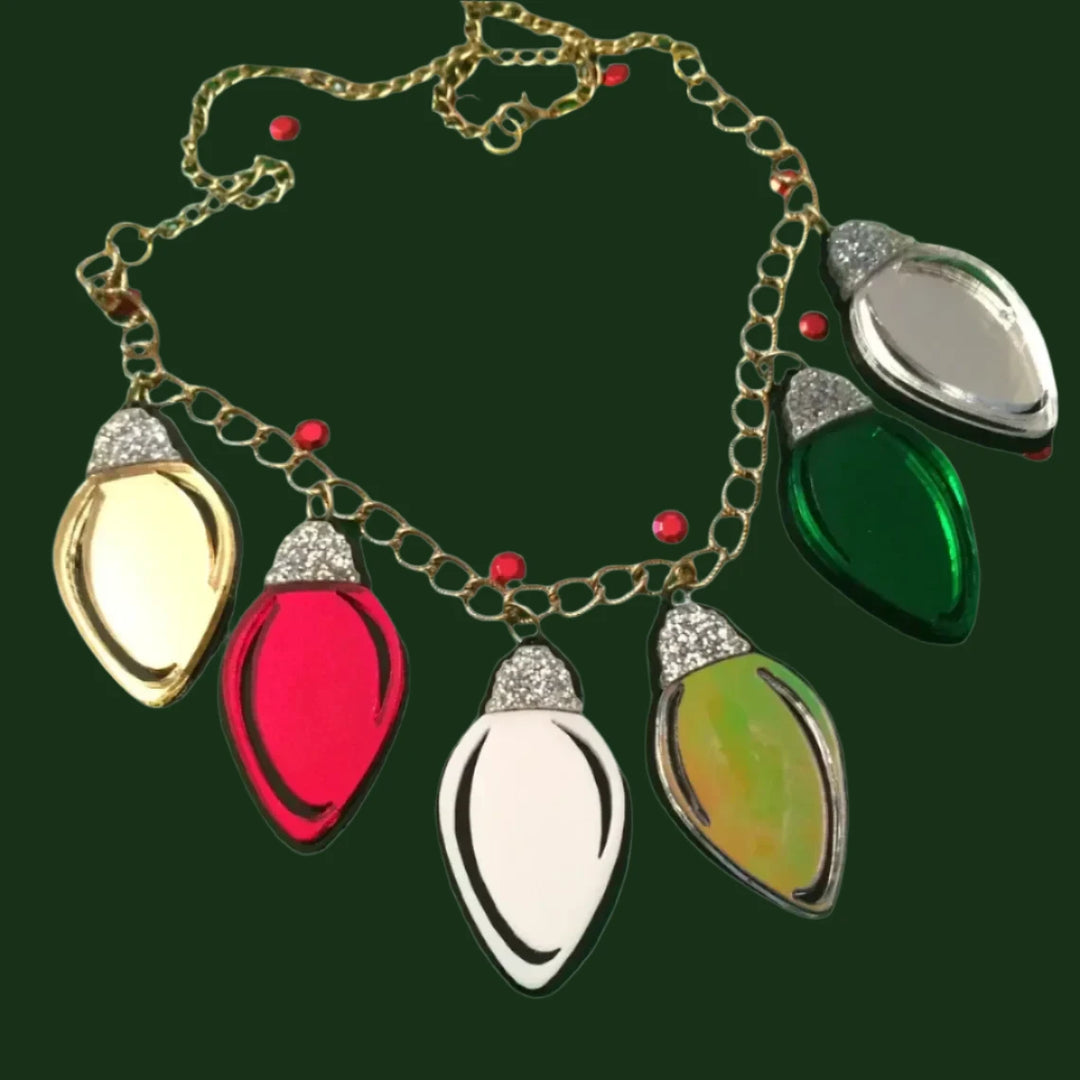 Christmas Lights Holiday Acrylic Charm Necklace