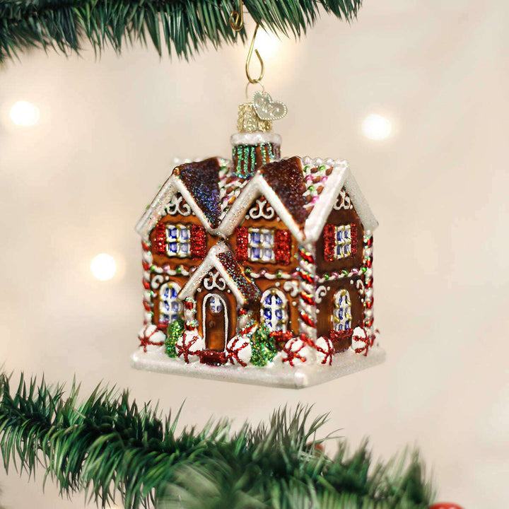 Old World Christmas Christmastime Cottage Blown Glass Ornament