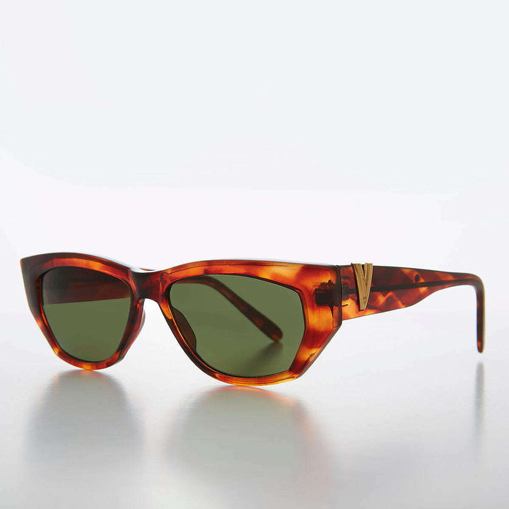 Chunky Mod Street Style Vintage Sunglass with Gold Bling - Val