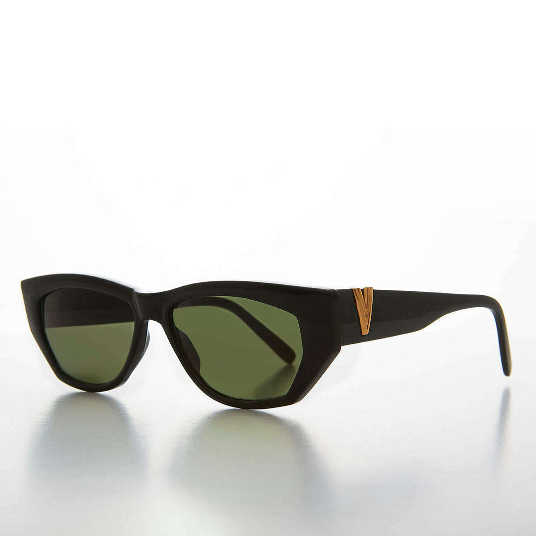 Chunky Mod Street Style Vintage Sunglass with Gold Bling - Val