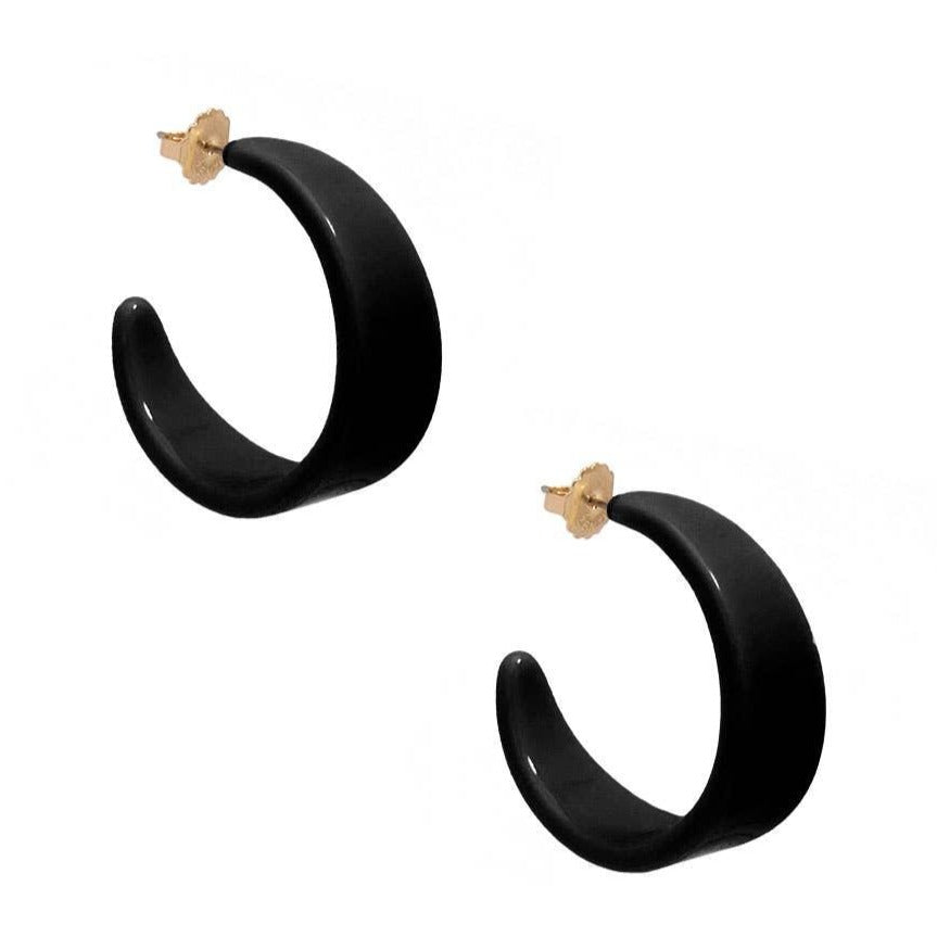 Chunky Resin Hoop Earrings-Black - Quirks!