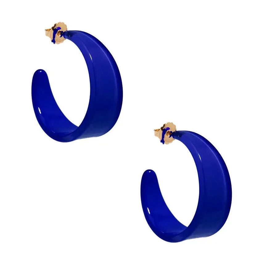Chunky Resin Hoop Earrings - Cobalt - Quirks!
