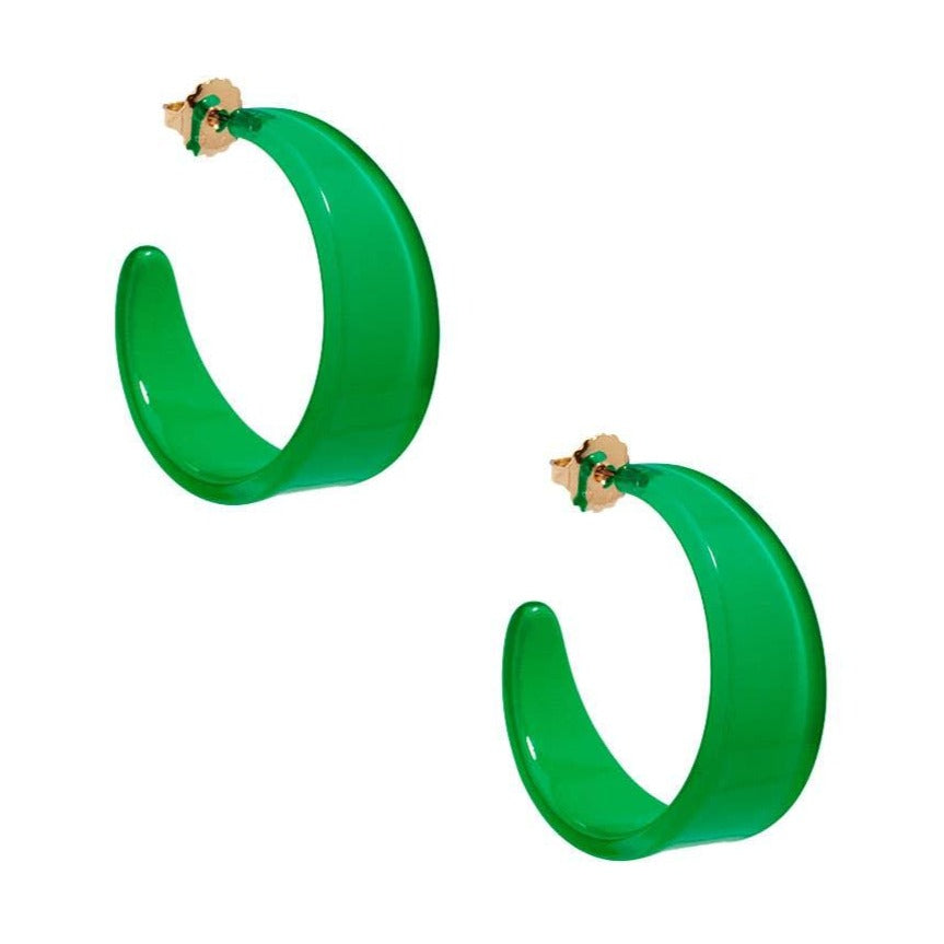 Chunky Resin Hoop Earrings-Deep Green - Quirks!