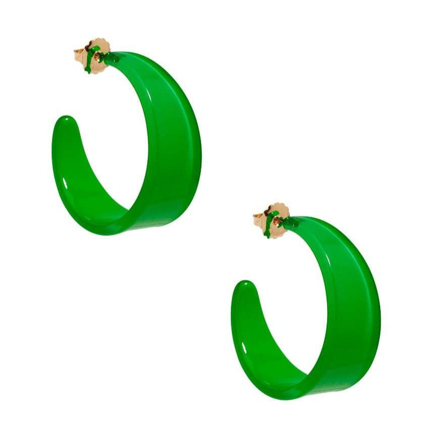 Chunky Resin Hoop Earrings- Green - Quirks!