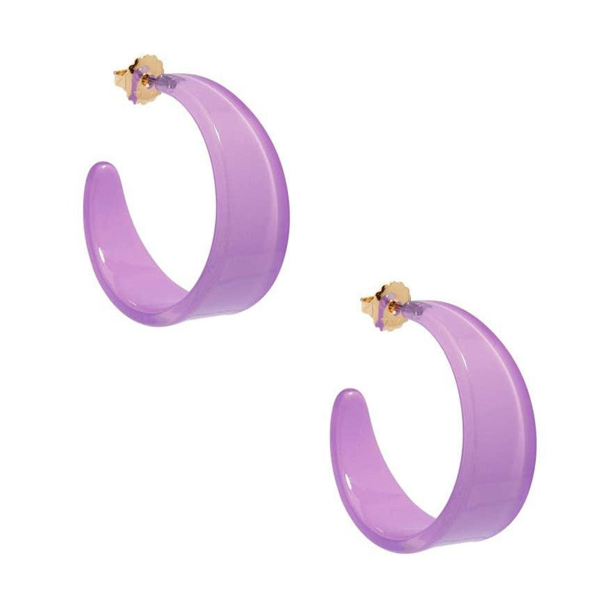 Chunky Resin Hoop Earrings- Lavender - Quirks!
