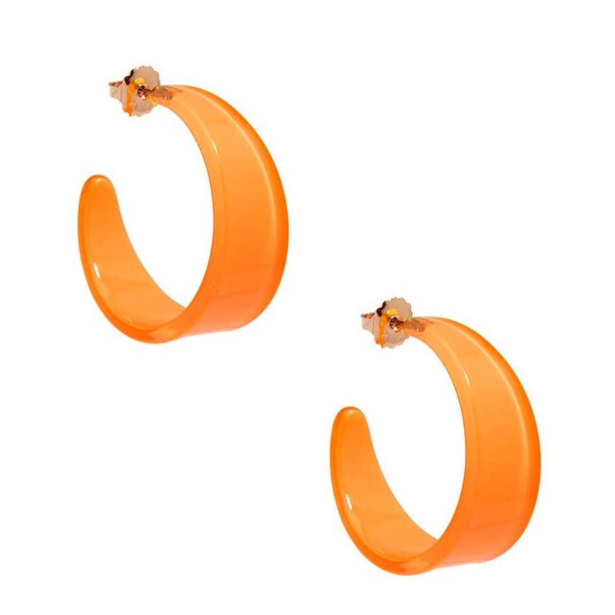 Chunky Resin Hoop Earrings-Orange - Quirks!