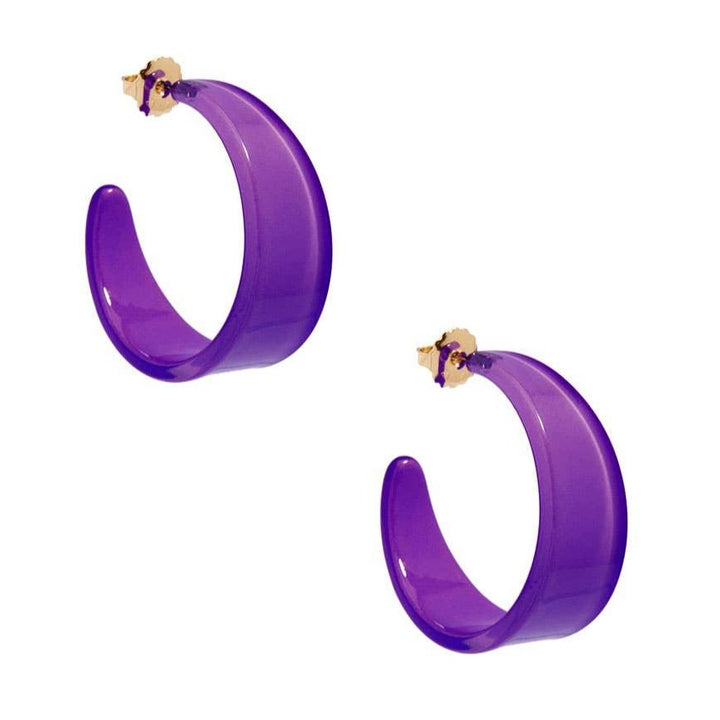 Chunky Resin Hoop Earrings- Purple - Quirks!