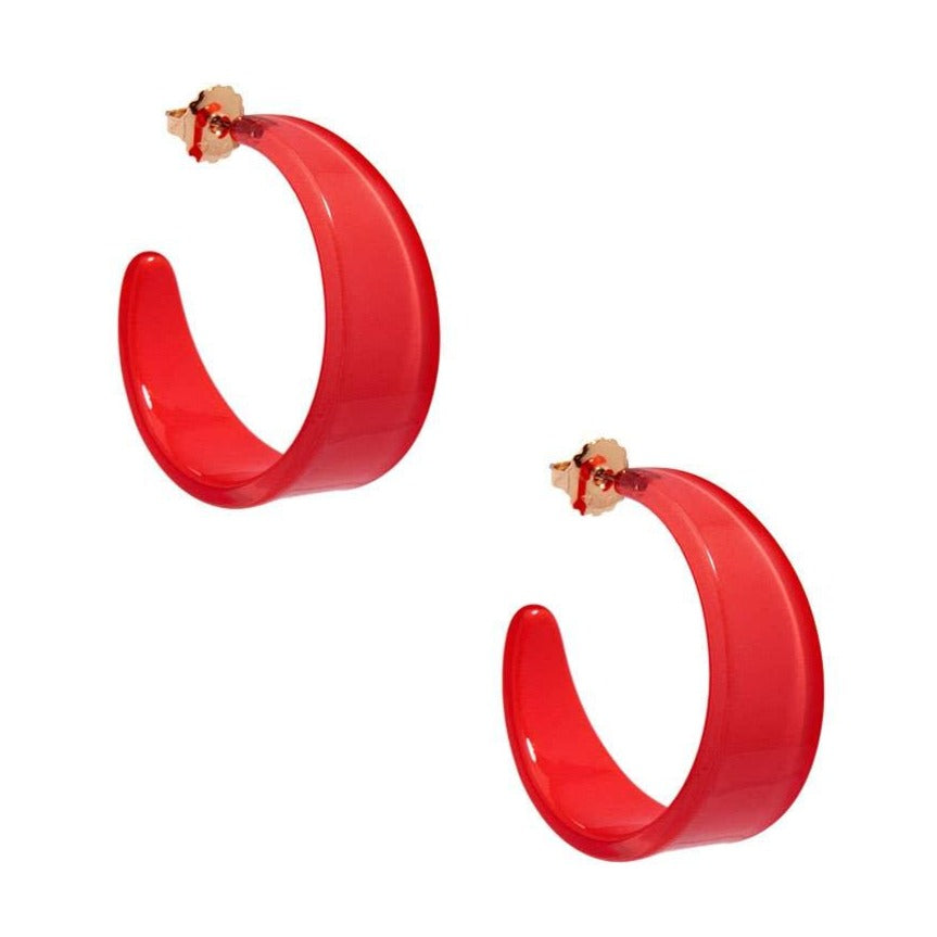 Chunky Resin Hoop Earrings-Red - Quirks!
