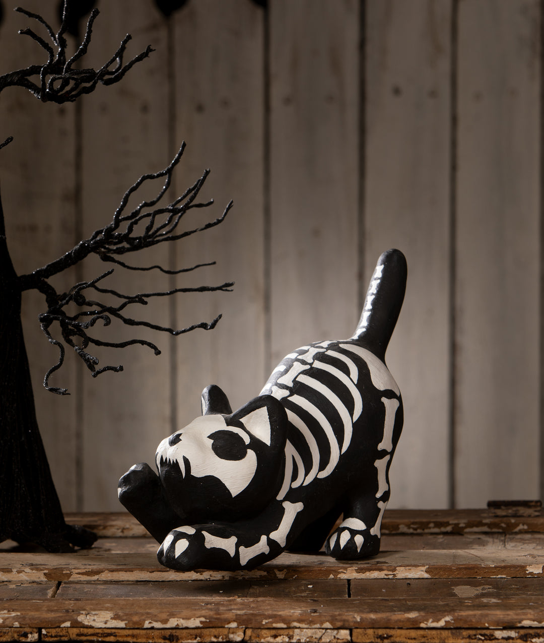 Skeleton Paper Mache Cat by Bethany Lowe Designs, halloween decor