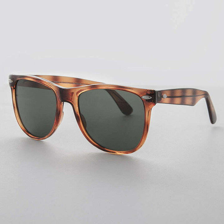 Classic Square Tortoise Vintage Sunglass with Glass Lens - Draper