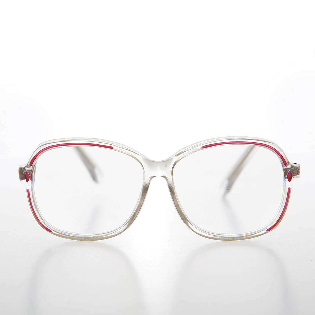 Clear Women's Retro Reading Glasses with Color Accents - Kara