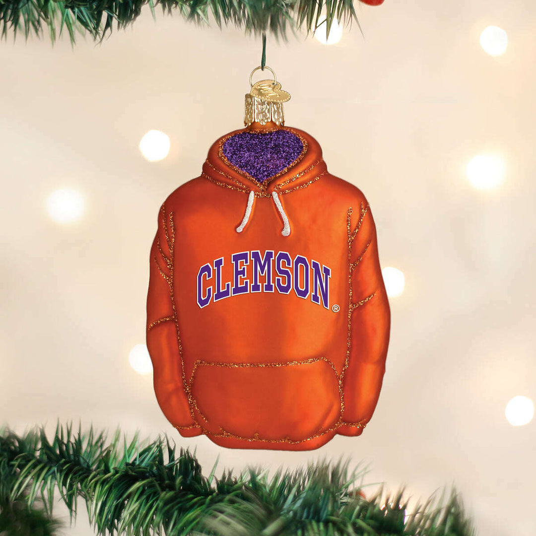 Old World Christmas Clemson Hoodie Blown Glass Ornament