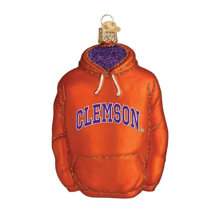 Old World Christmas Clemson Hoodie Blown Glass Ornament