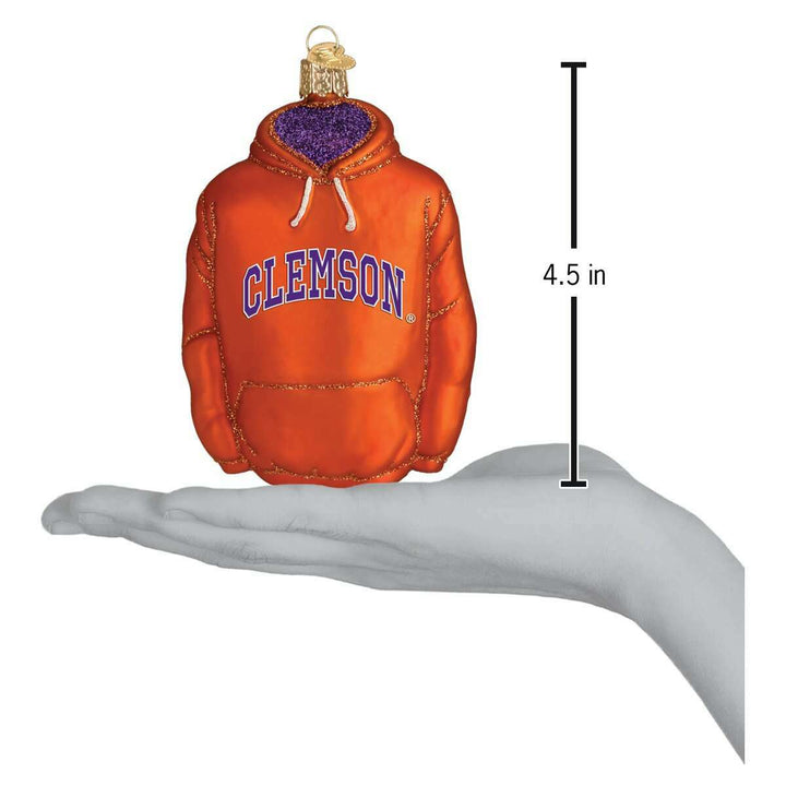 Old World Christmas Clemson Hoodie Blown Glass Ornament