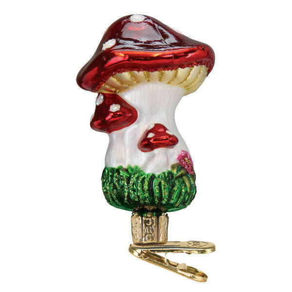 Old World Christmas Clip-on Mushrooms Blown Glass Ornament