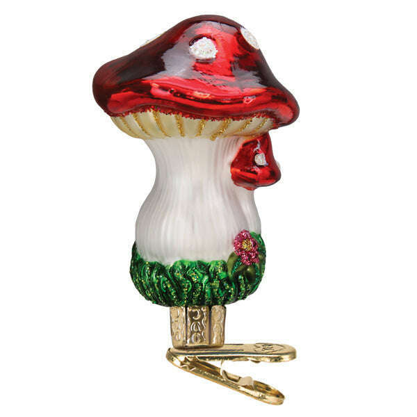 Old World Christmas Clip-on Mushrooms Blown Glass Ornament