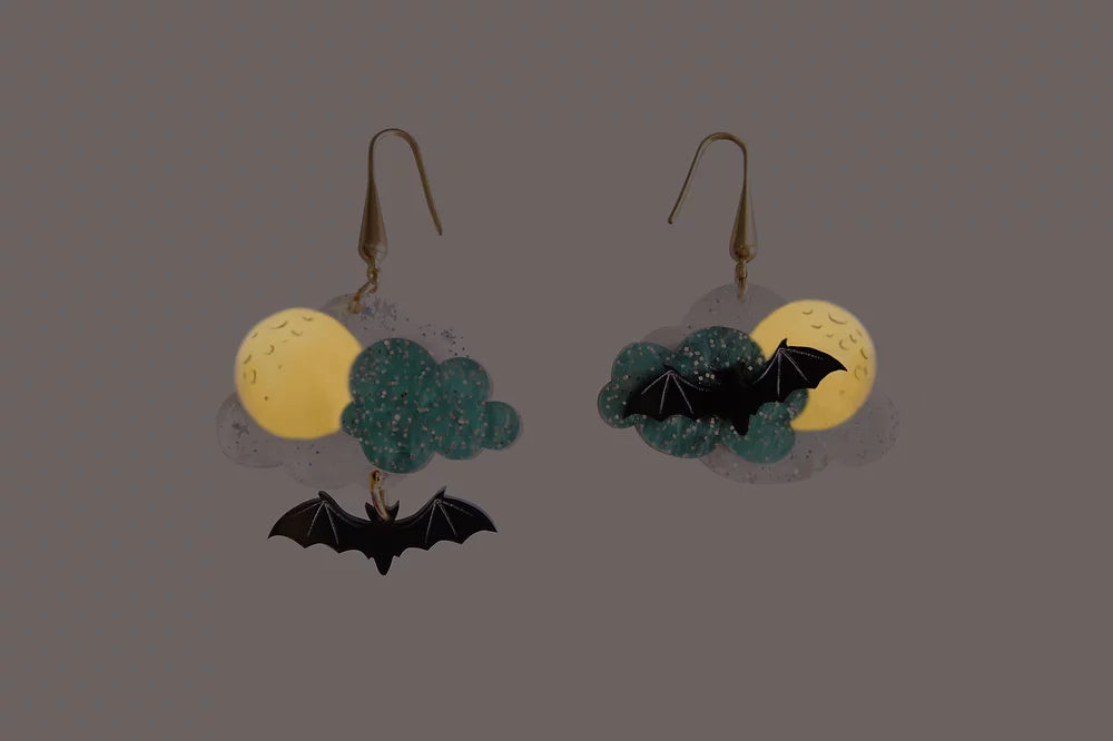 Cloud with Bats Halloween Earrings by Laliblue - Quirks!