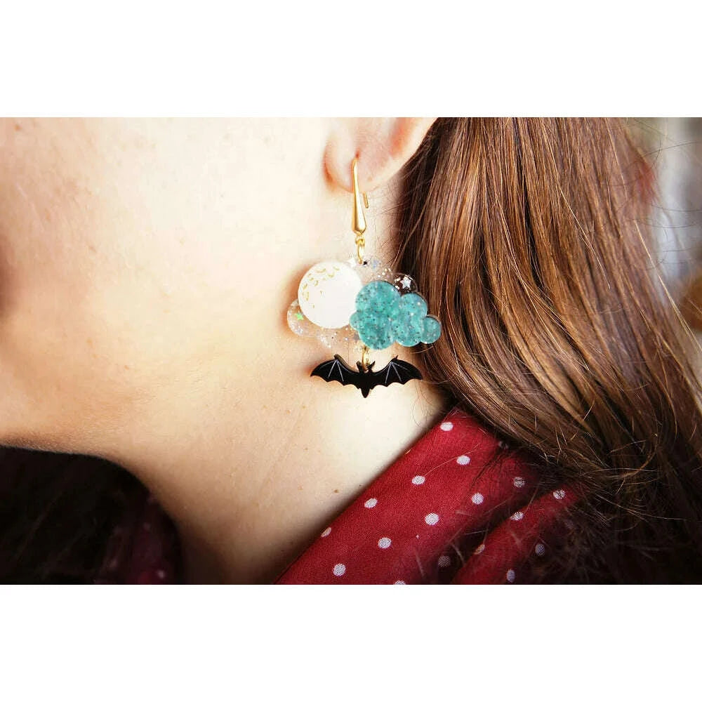 Cloud with Bats Halloween Earrings by Laliblue - Quirks!