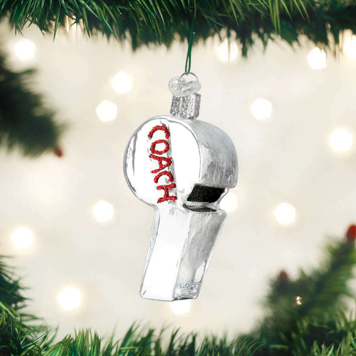 Old World Christmas Coach's Whistle Blown Glass Ornament