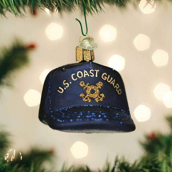 Old World Christmas Coast Guard Cap Blown Glass Ornament