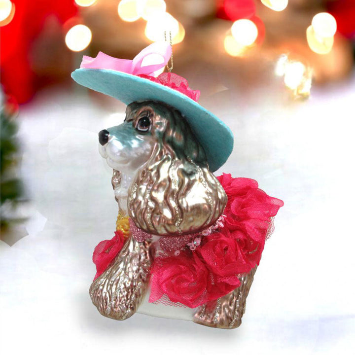 Cocker Spaniel w/Hat Ornament Min/6 by December Diamonds 