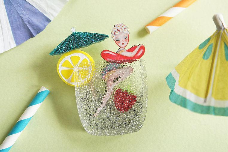 Cocktail Pin Up Girl Brooch by Laliblue – Quirks!