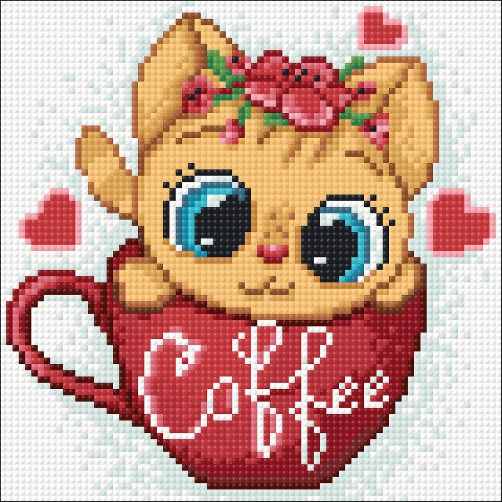 Coffee Cat CS2707 7.9 x 7.9 inches Crafting Spark Diamond Painting Kit
