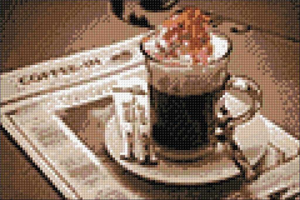 Coffee Time WD047 11.8 x 7.9 inches Wizardi Diamond Painting Kit