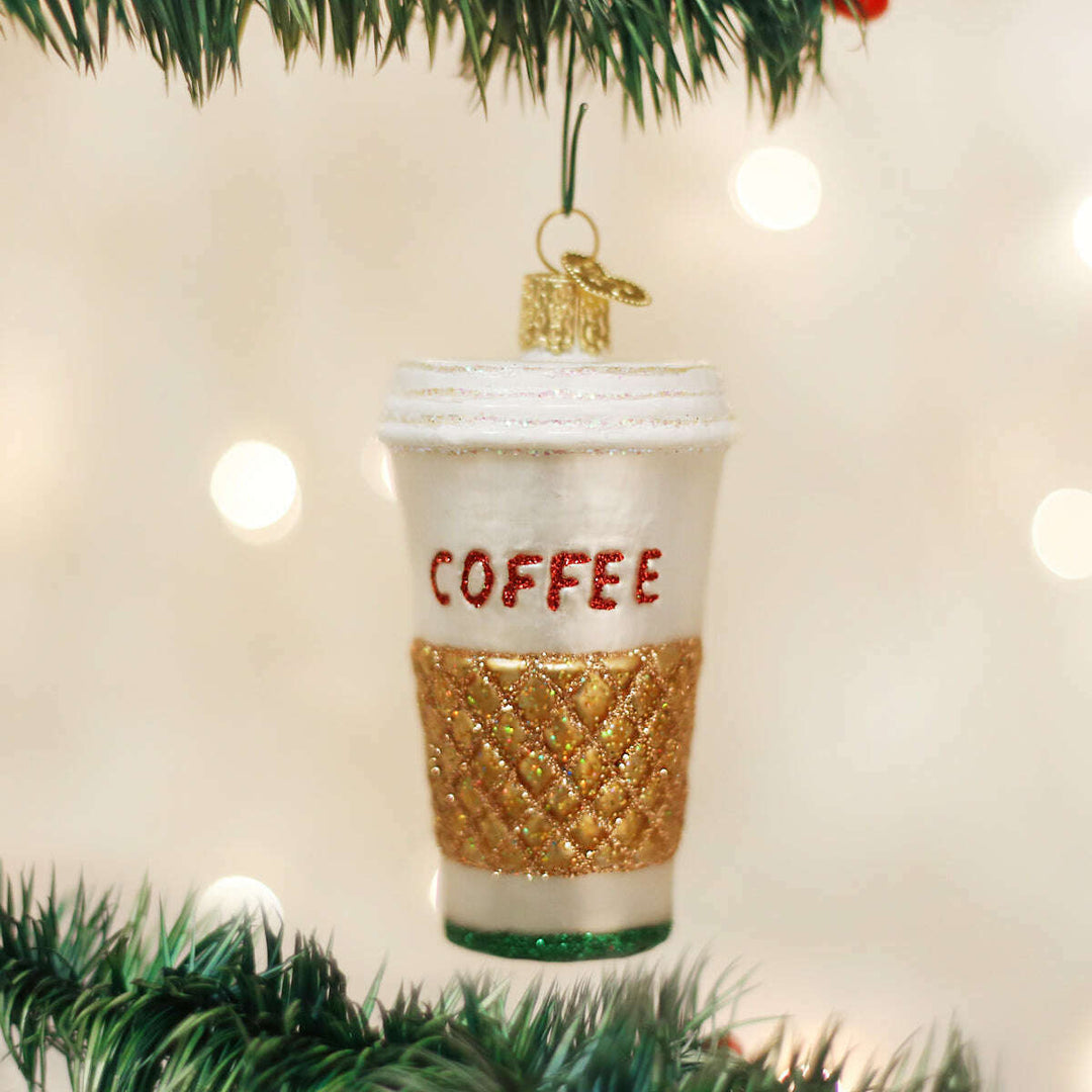 Old World Christmas Coffee To Go Blown Glass Ornament