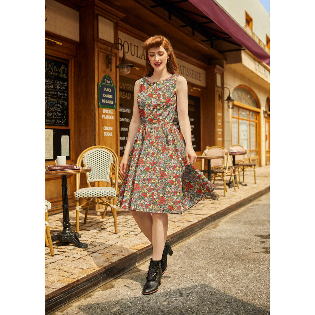 Colorful Floral Vintage Dress