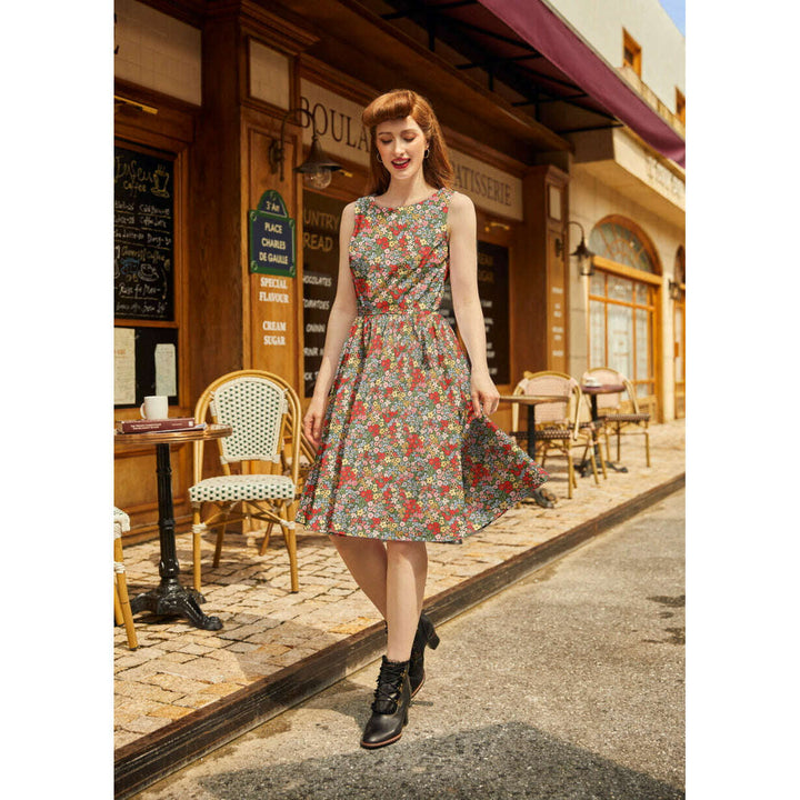 Colorful Floral Vintage Dress