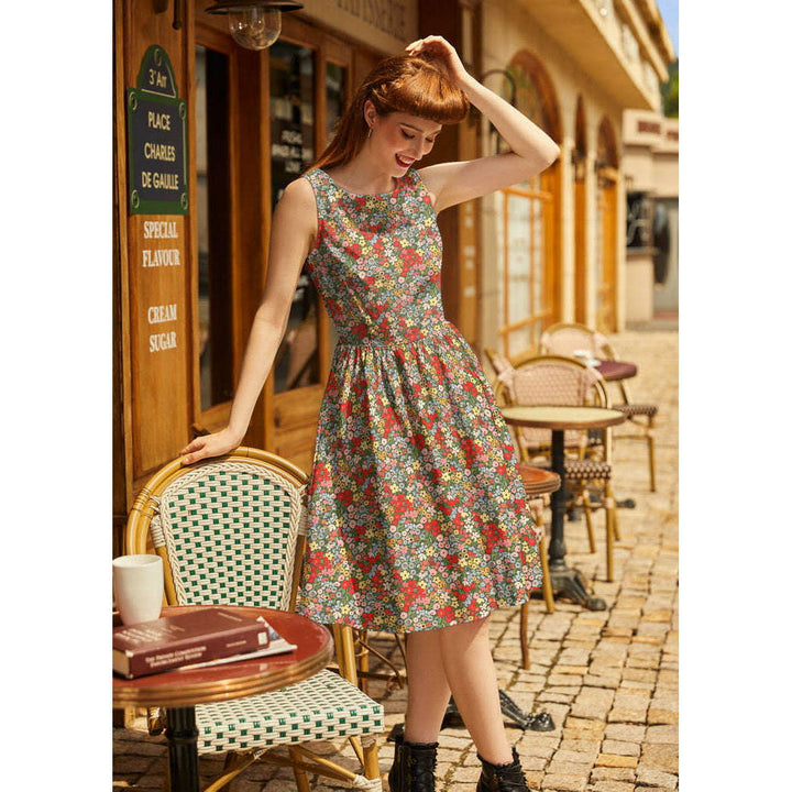 Colorful Floral Vintage Dress