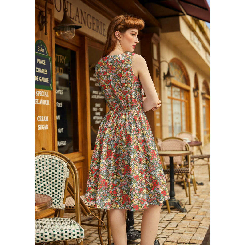 Colorful Floral Vintage Dress
