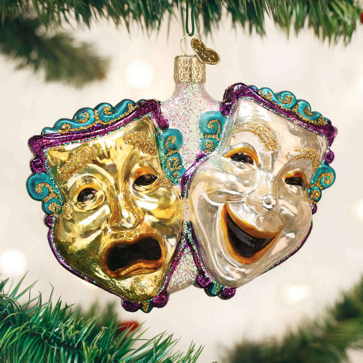 Old World Christmas Comedy And Tragedy Blown Glass Ornament