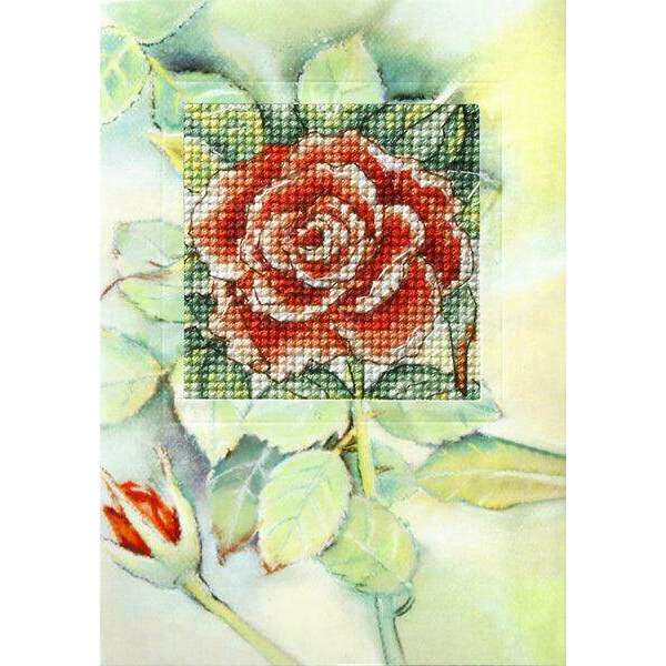 Complete counted cross stitch kit - greetings card "Rose" 6228