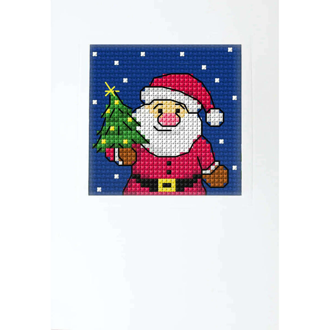 Complete counted cross stitch kit - greetings card Santa Claus with a Christmas Tree 6322